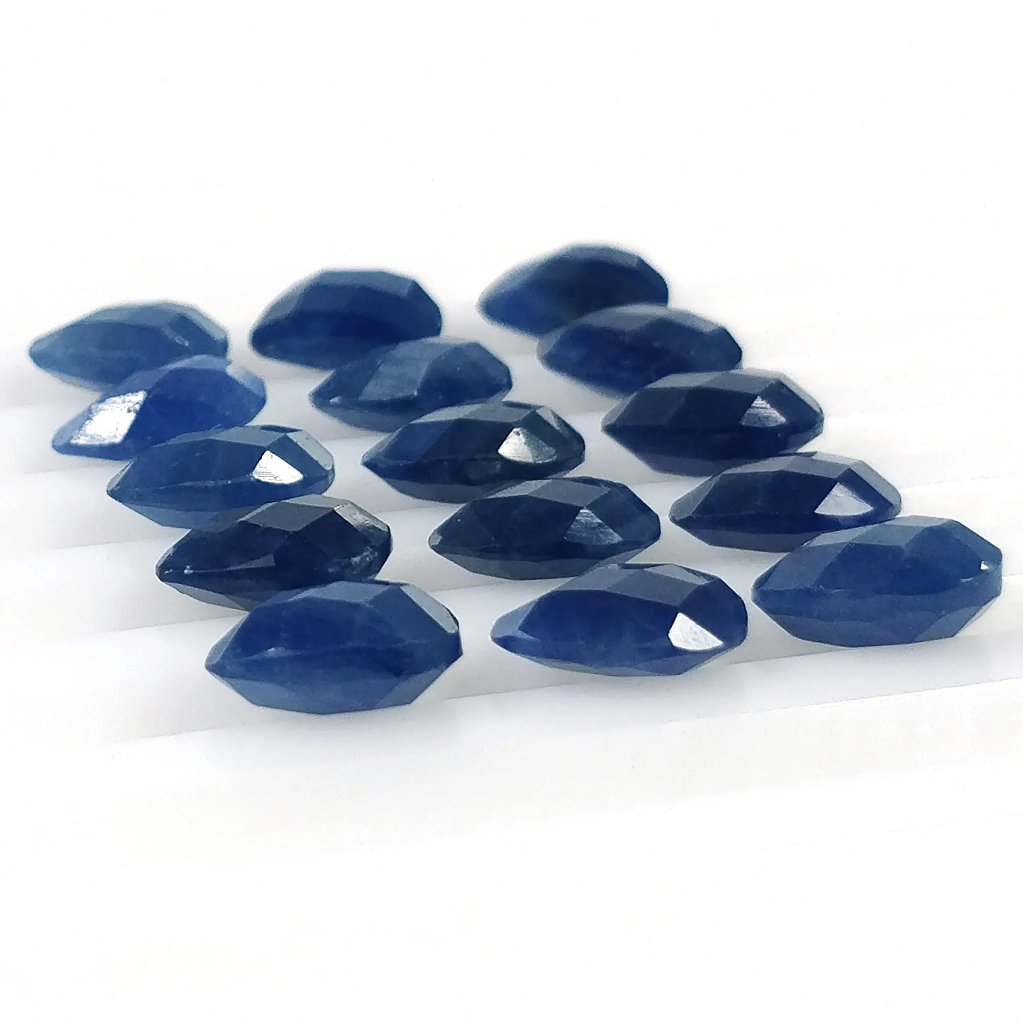 BLUE SAPPHIRE Gemstone Checker Cut : 25.65cts Natural Untreated Unheated Sapphire Pear Shape Briolette 8.5*6mm 15pcs