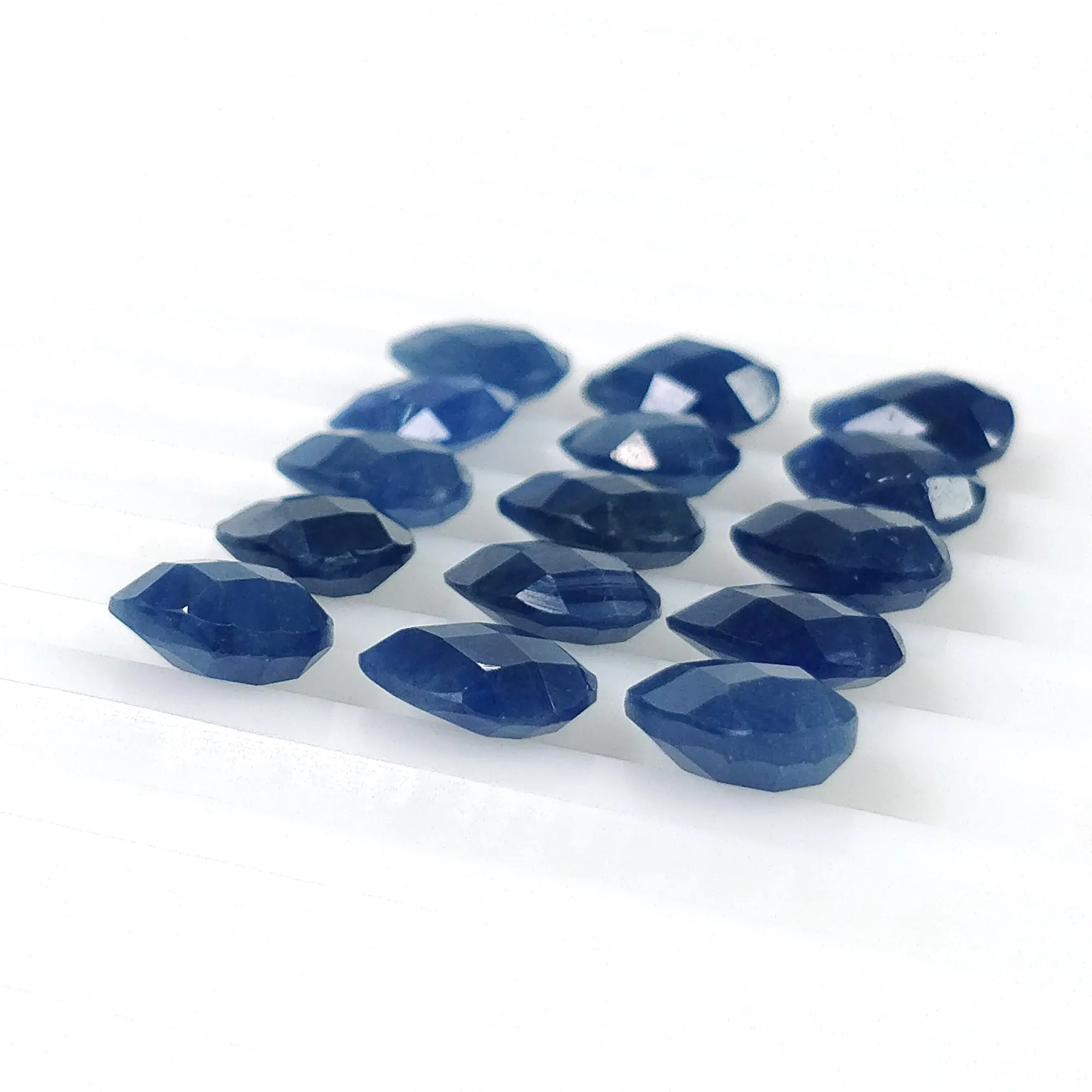 BLUE SAPPHIRE Gemstone Checker Cut : 25.65cts Natural Untreated Unheated Sapphire Pear Shape Briolette 8.5*6mm 15pcs