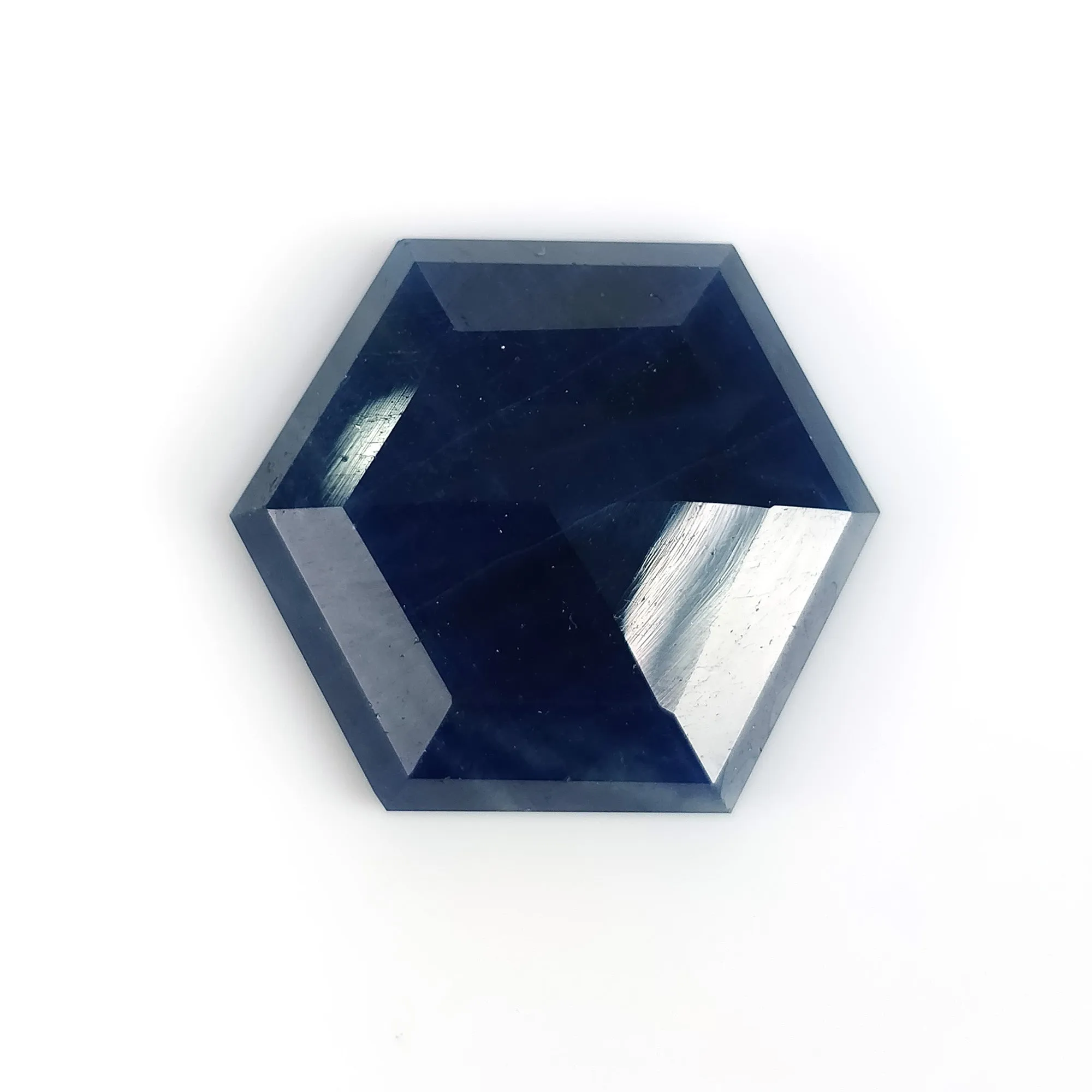 BLUE SAPPHIRE Gemstone Step Cut : 25.45cts Natural Untreated Unheated Sapphire Hexagon Shape 23*20mm (With Video)