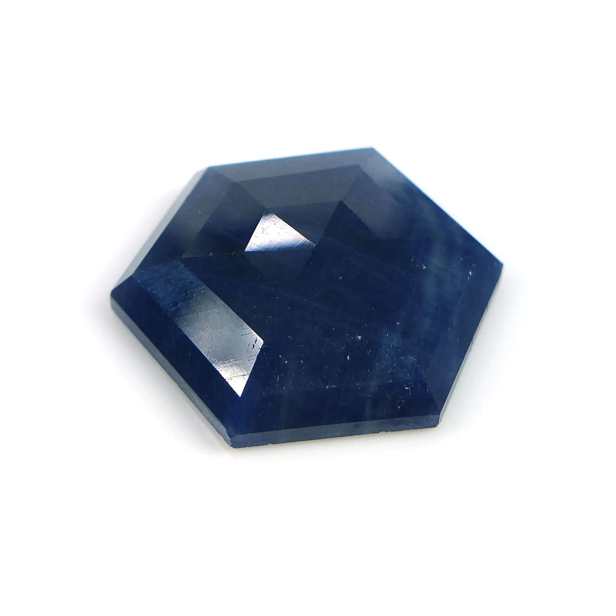 BLUE SAPPHIRE Gemstone Step Cut : 25.45cts Natural Untreated Unheated Sapphire Hexagon Shape 23*20mm (With Video)