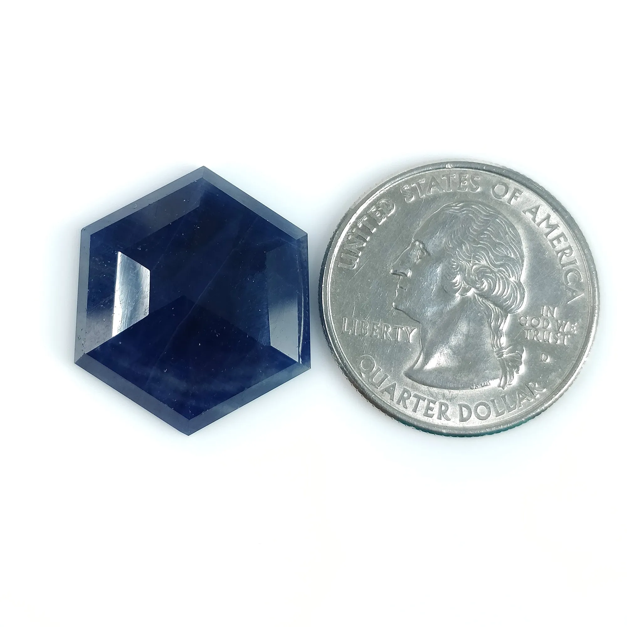 BLUE SAPPHIRE Gemstone Step Cut : 25.45cts Natural Untreated Unheated Sapphire Hexagon Shape 23*20mm (With Video)