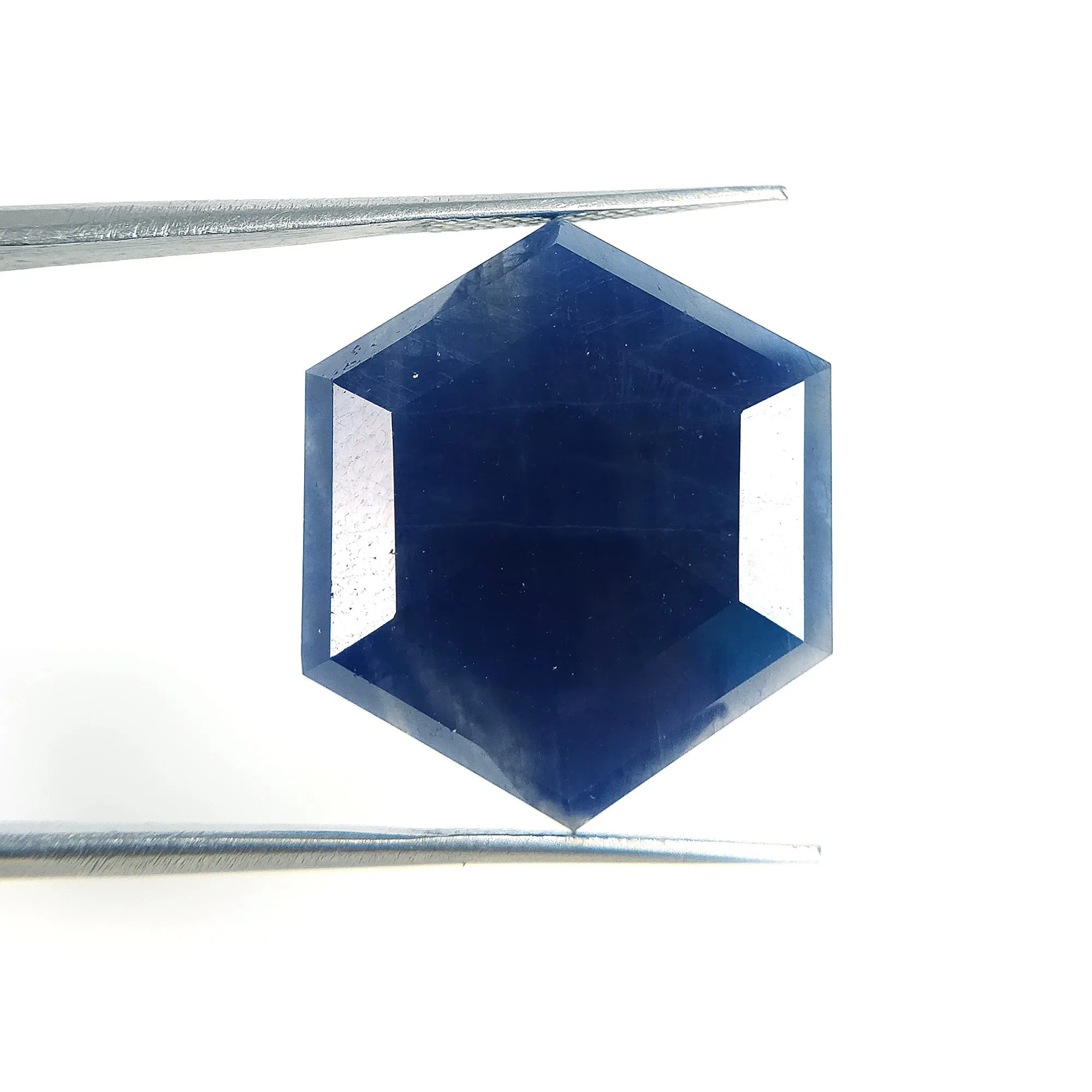 BLUE SAPPHIRE Gemstone Step Cut : 25.45cts Natural Untreated Unheated Sapphire Hexagon Shape 23*20mm (With Video)