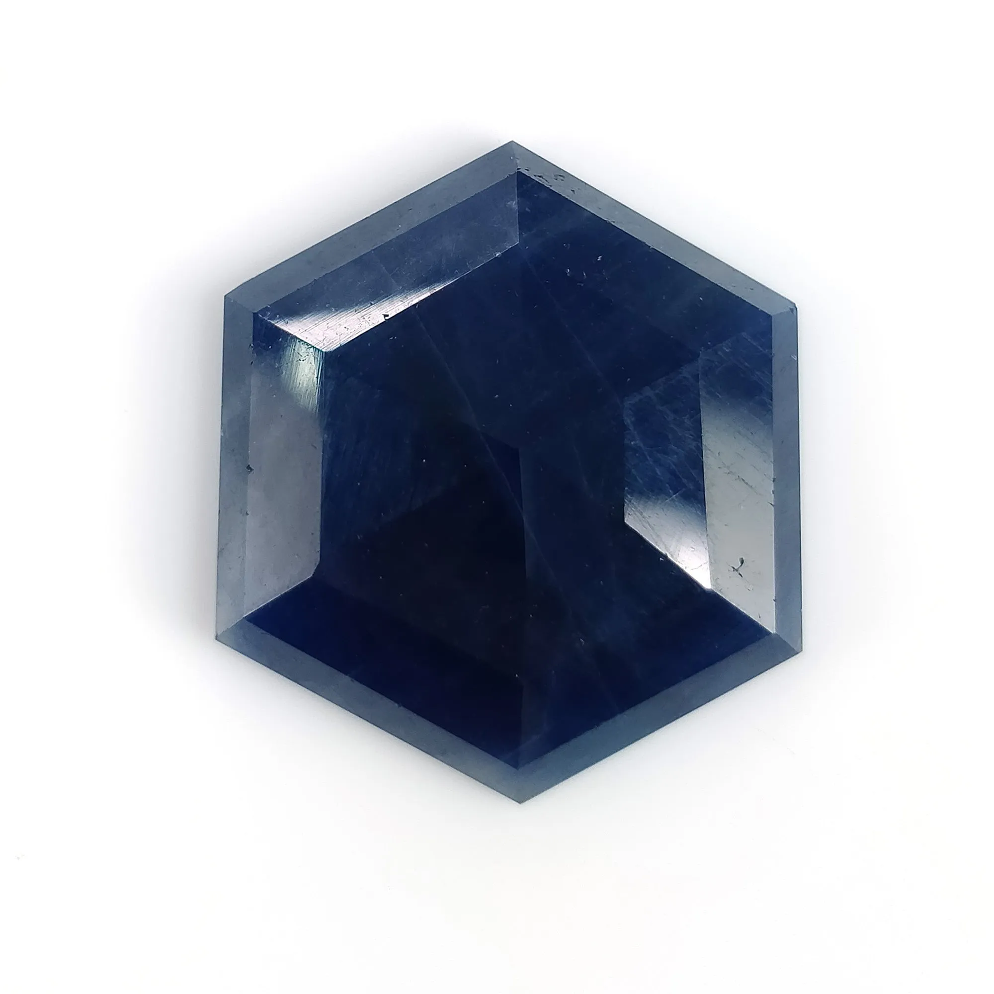 BLUE SAPPHIRE Gemstone Step Cut : 25.45cts Natural Untreated Unheated Sapphire Hexagon Shape 23*20mm (With Video)