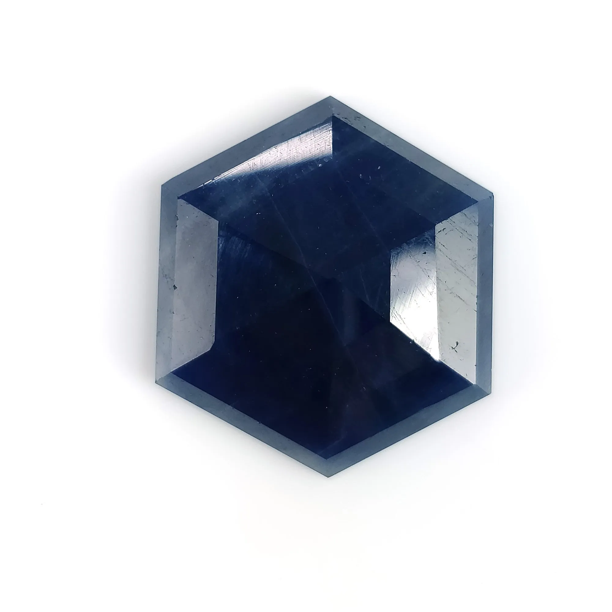 BLUE SAPPHIRE Gemstone Step Cut : 25.45cts Natural Untreated Unheated Sapphire Hexagon Shape 23*20mm (With Video)