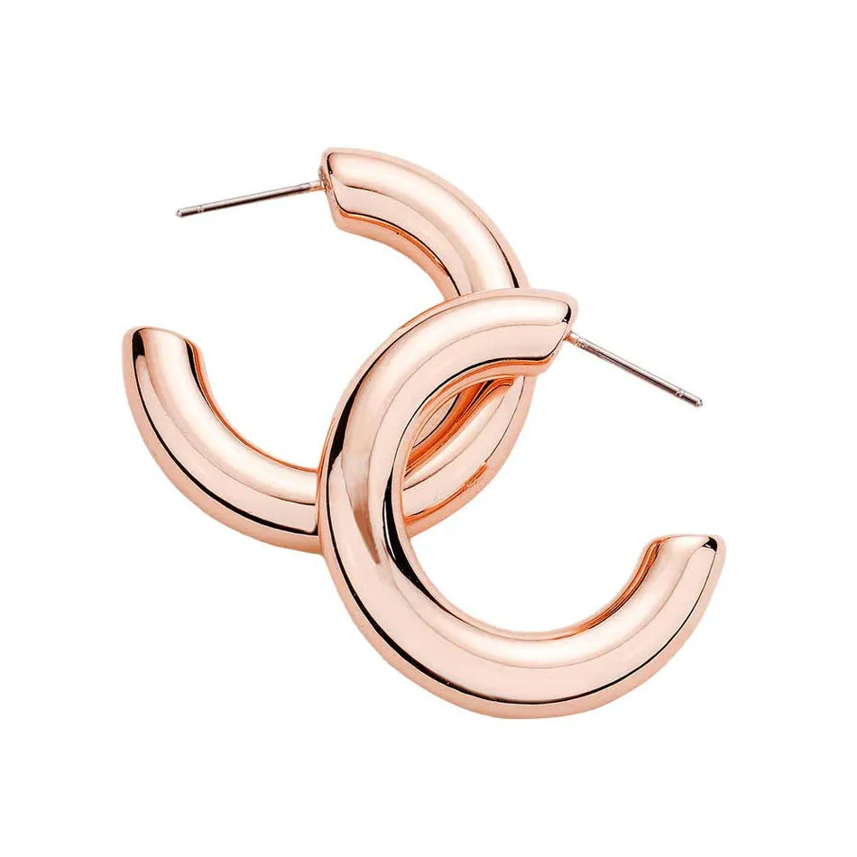 Bold Metal Half Hoop Earrings