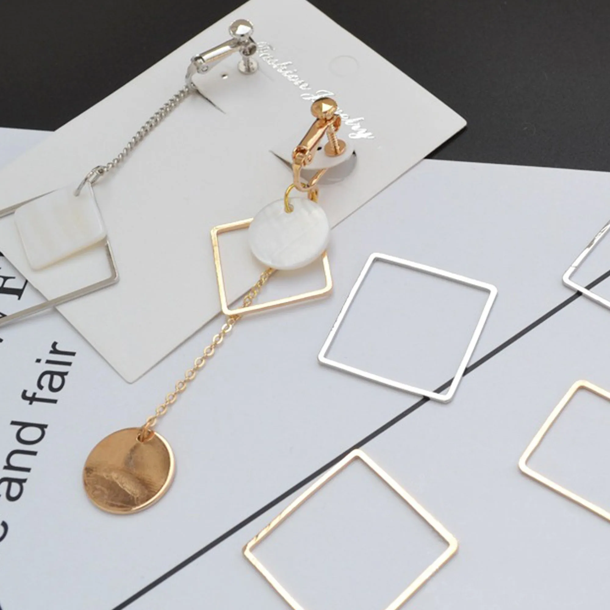 Brass 25mm/20mm Square Earrings accessories earrings connector Geometric Hoop Square Drop Dangle Earrings 10pcs 102824