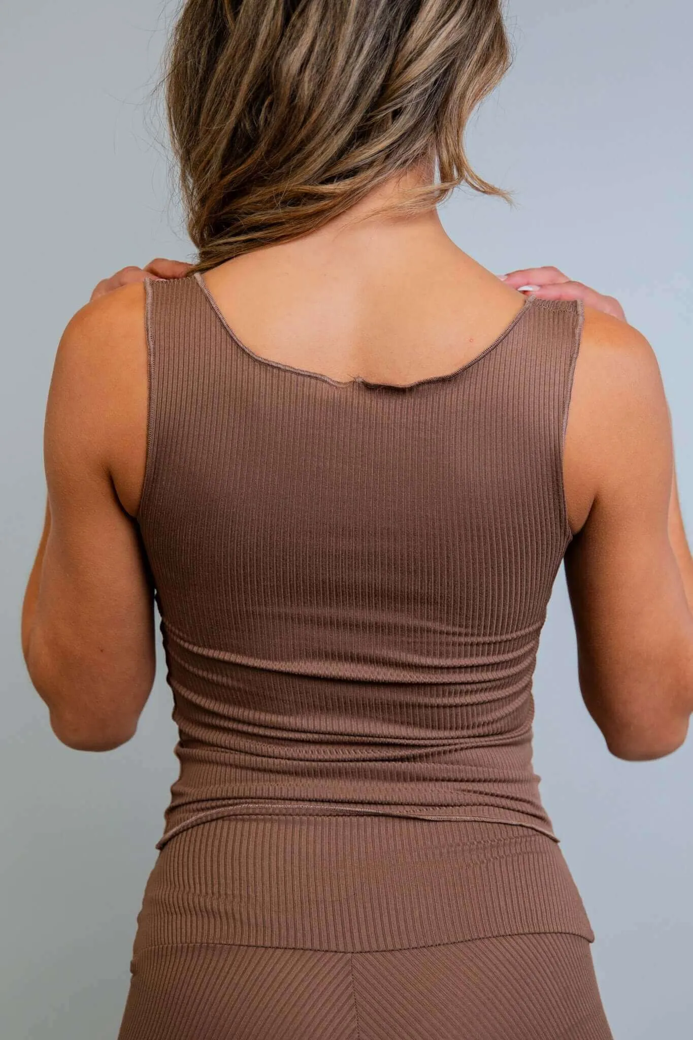 Brown Coco Ribbed Lounge Tank