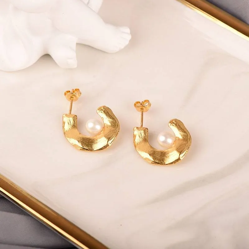 CASSIE Pearl Earrings Gold Vermeil