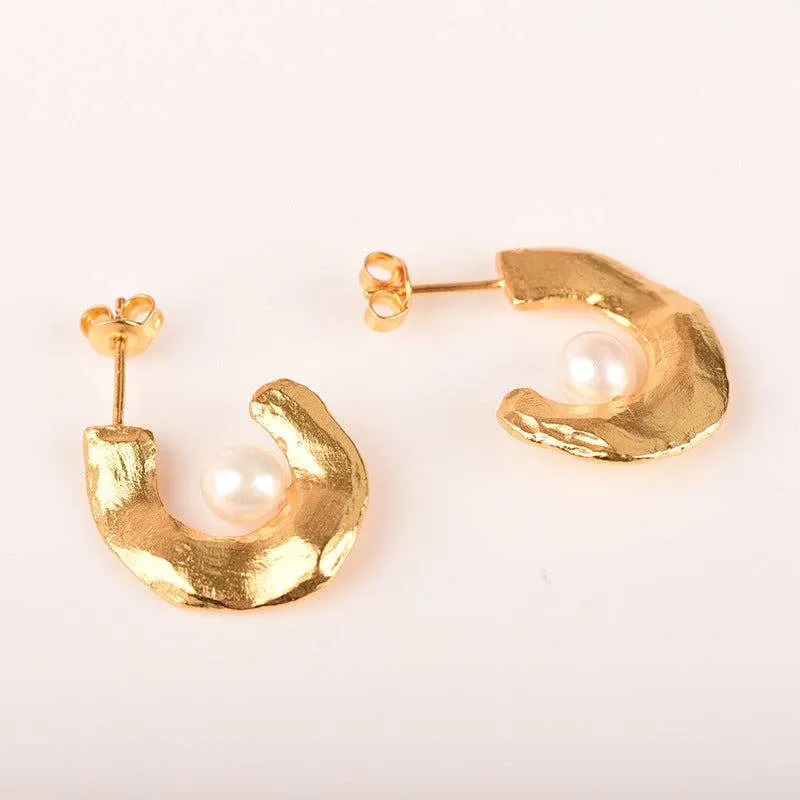 CASSIE Pearl Earrings Gold Vermeil