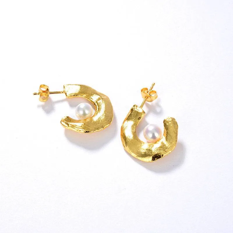 CASSIE Pearl Earrings Gold Vermeil