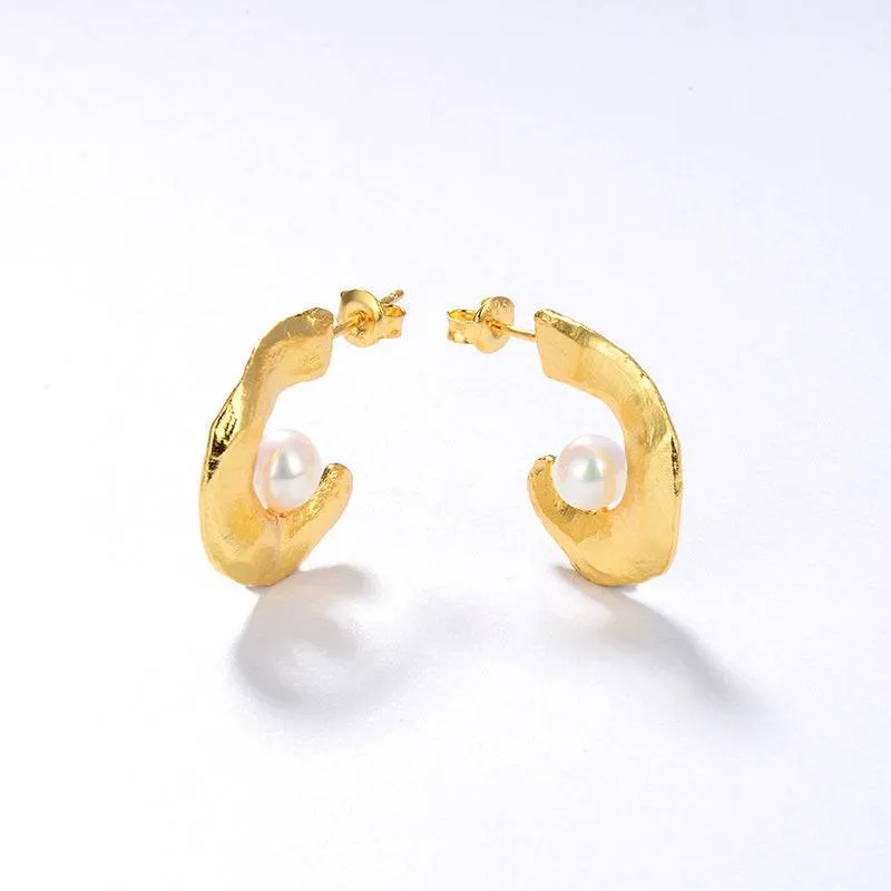 CASSIE Pearl Earrings Gold Vermeil