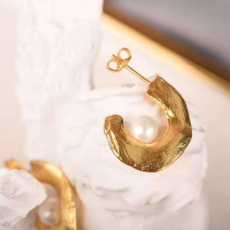 CASSIE Pearl Earrings Gold Vermeil