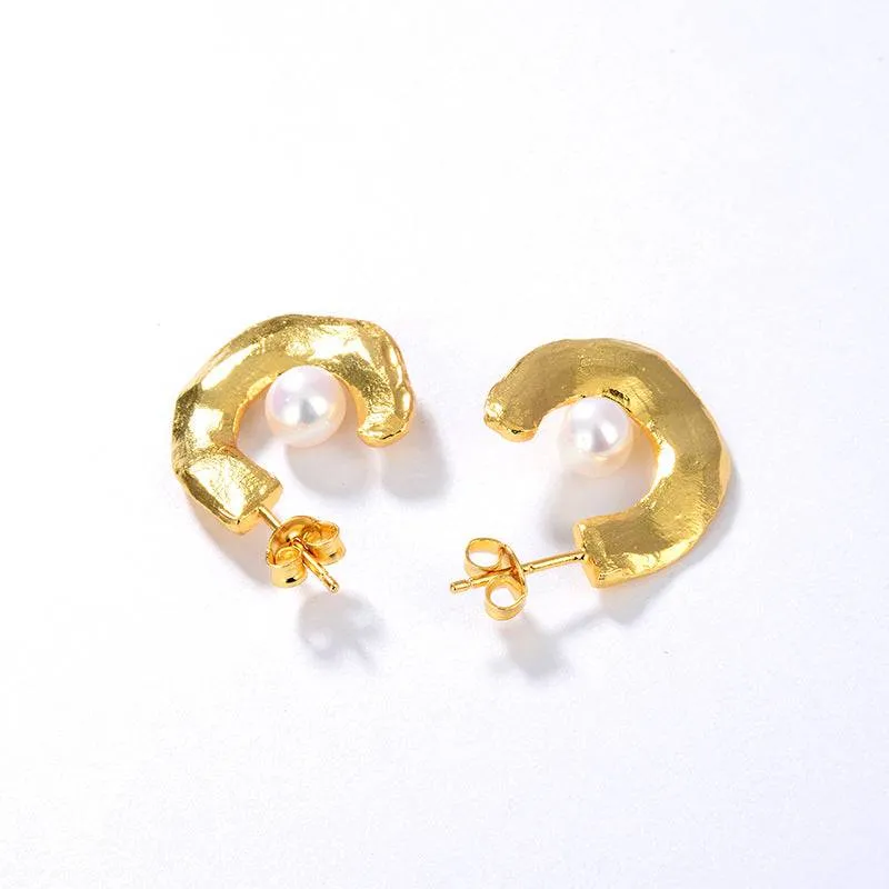 CASSIE Pearl Earrings Gold Vermeil