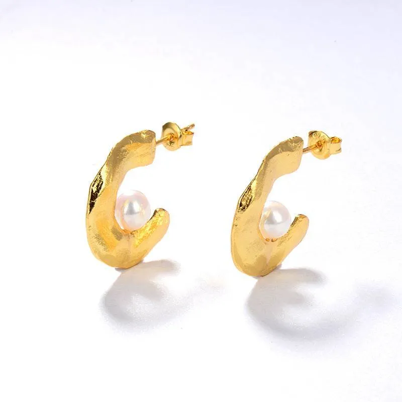 CASSIE Pearl Earrings Gold Vermeil