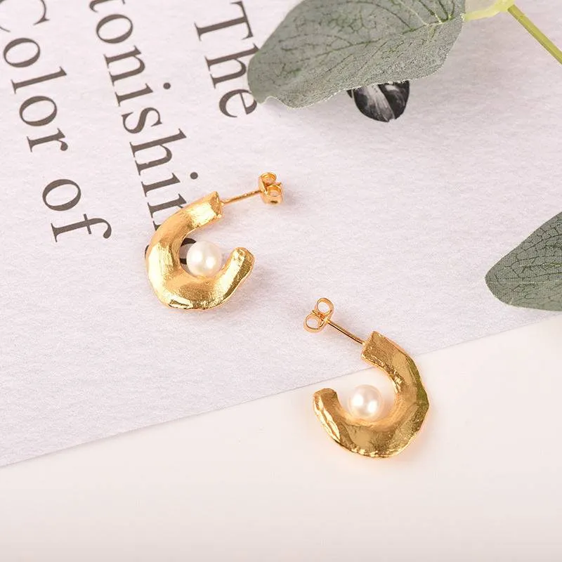 CASSIE Pearl Earrings Gold Vermeil