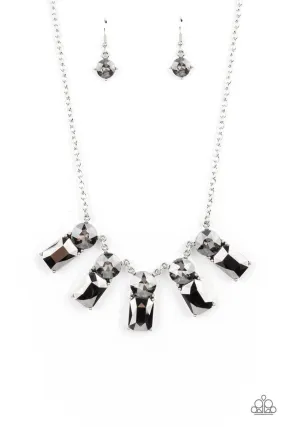 Celestial Royal Smoky Silver and Hematite Rhinestone Necklace - Paparazzi Accessories