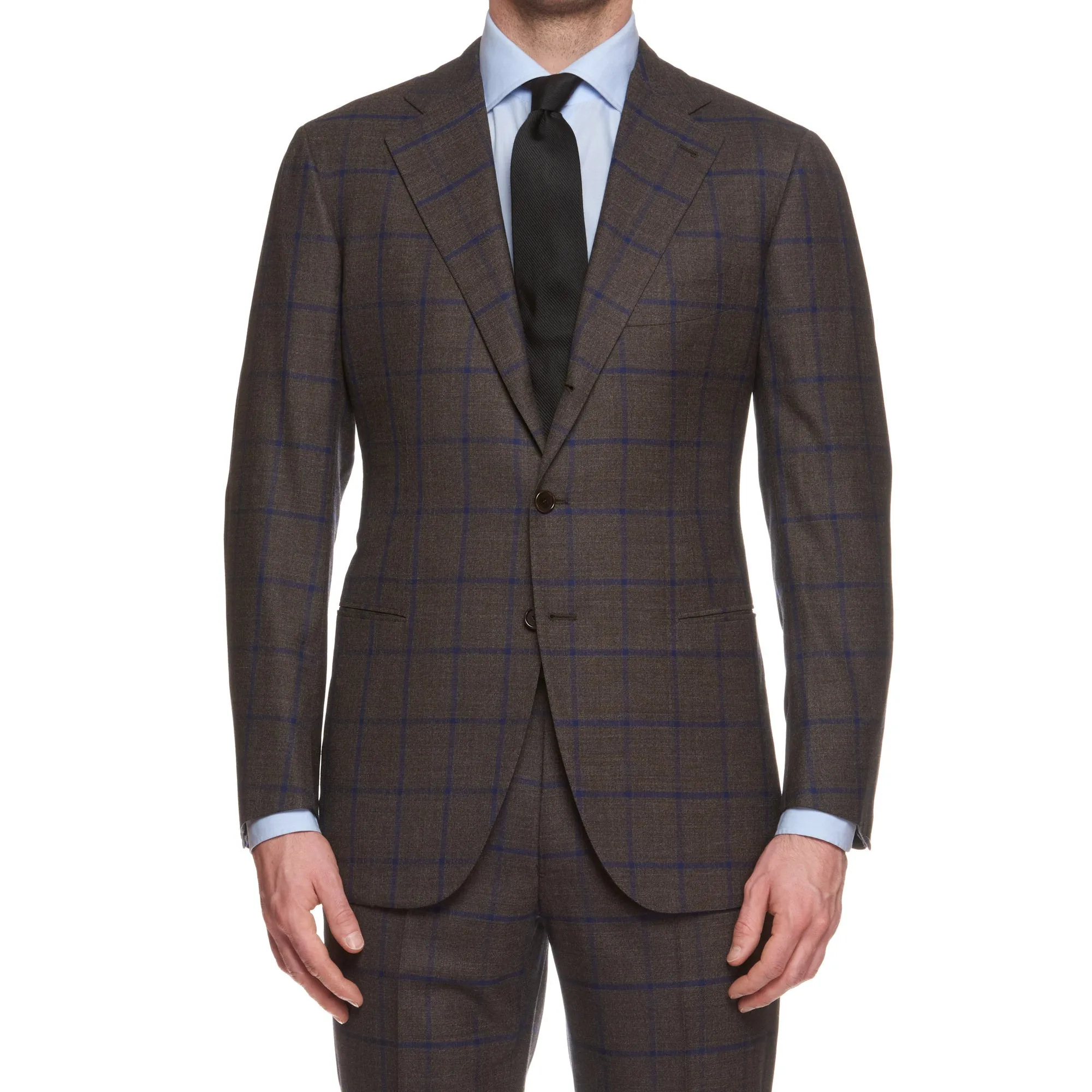 CESARE ATTOLINI Napoli Handmade Brown Plaid Wool Suit NEW