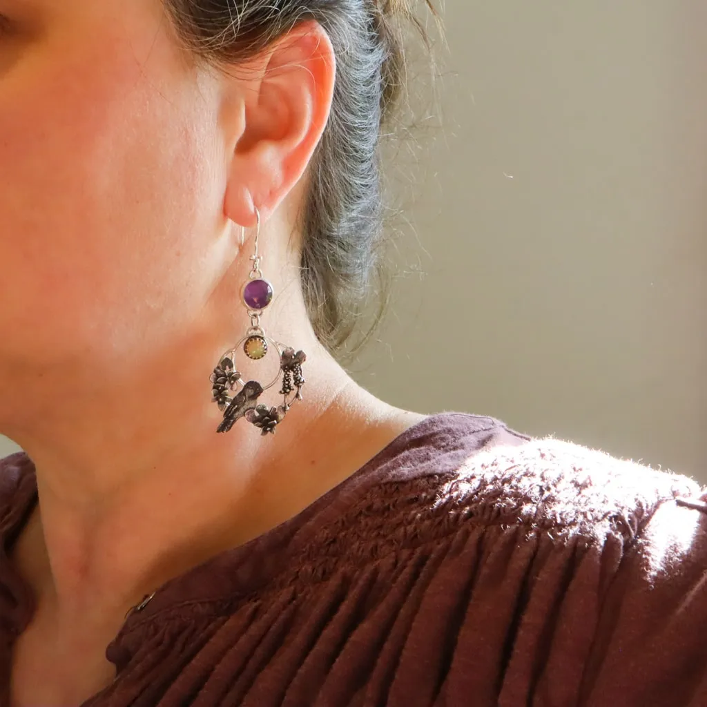 Chickadee Hoop Earrings - Bird Collection