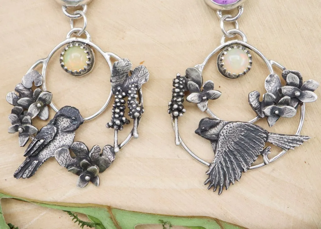 Chickadee Hoop Earrings - Bird Collection