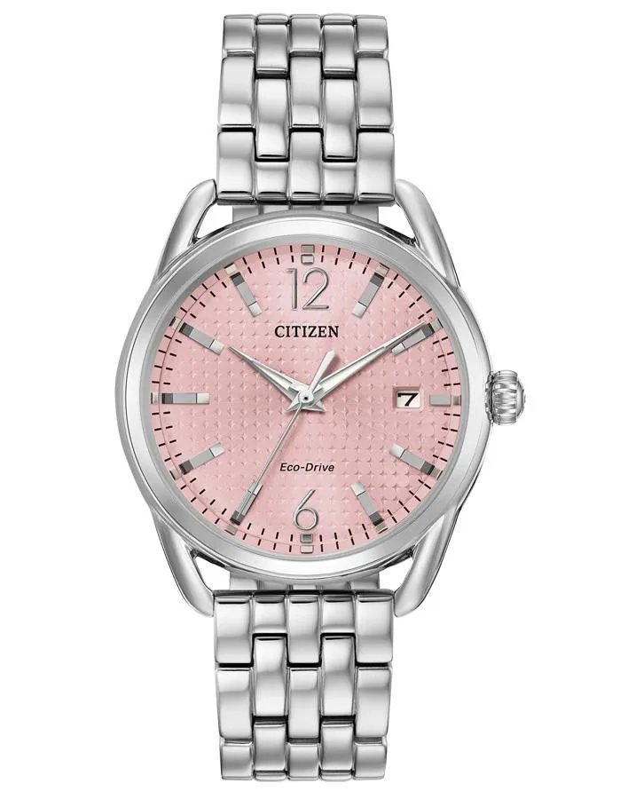 Citizen Ladies DRIVE LTR Watch - Stainless Steel - Pink Dial - Date - Bracelet