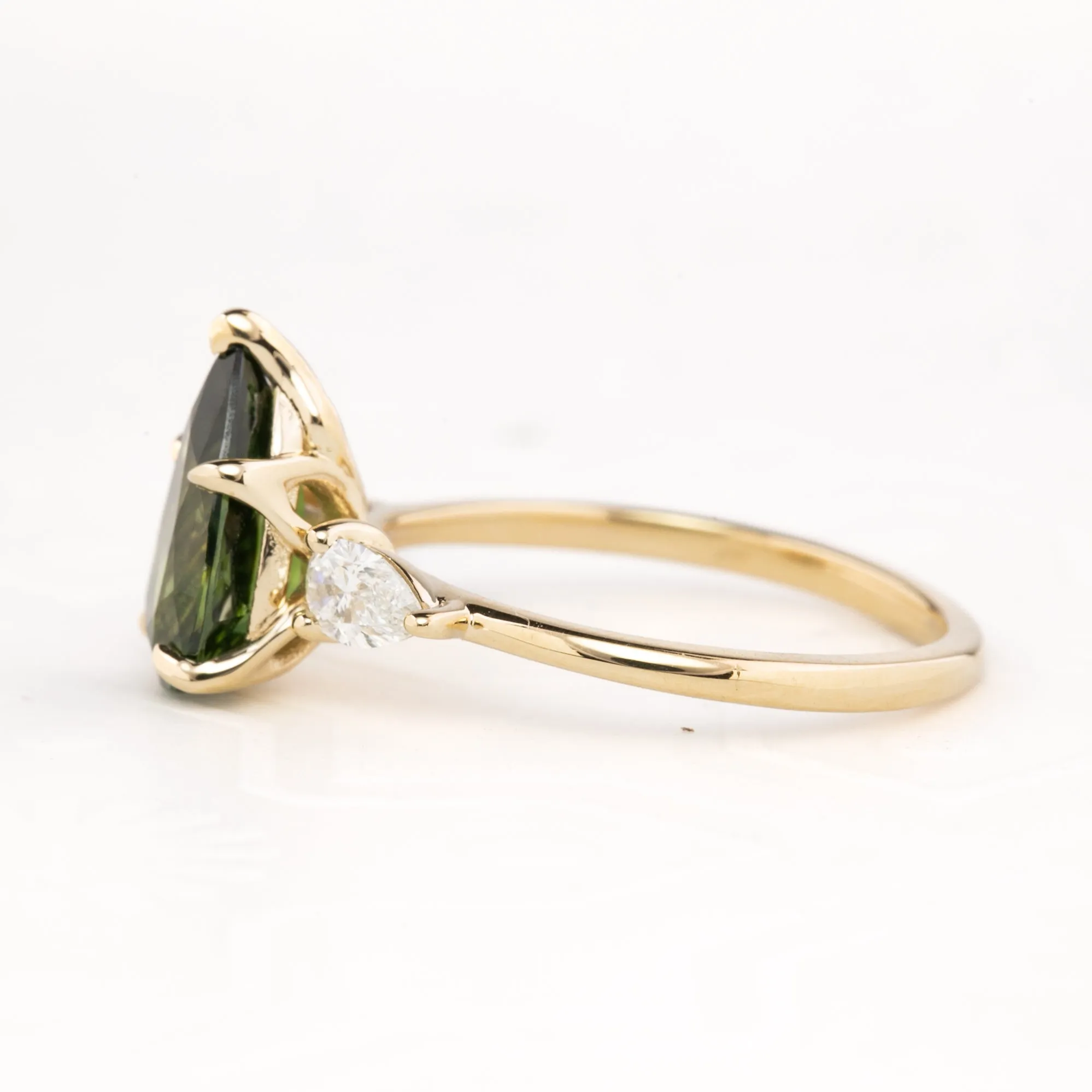 Claire Ring 2.02ct Green Queensland Sapphire, 14k Yellow Gold (One of a kind)