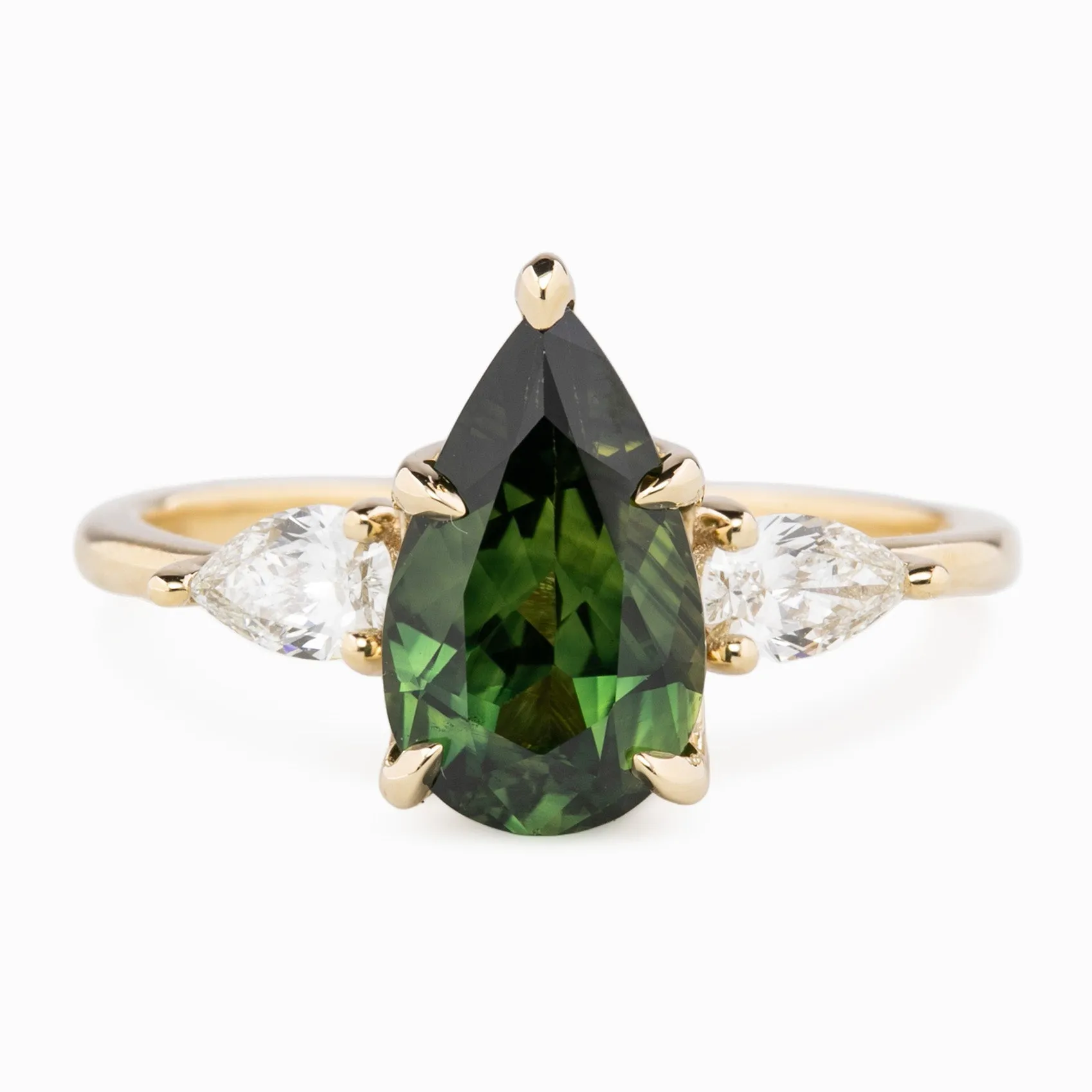 Claire Ring 2.02ct Green Queensland Sapphire, 14k Yellow Gold (One of a kind)