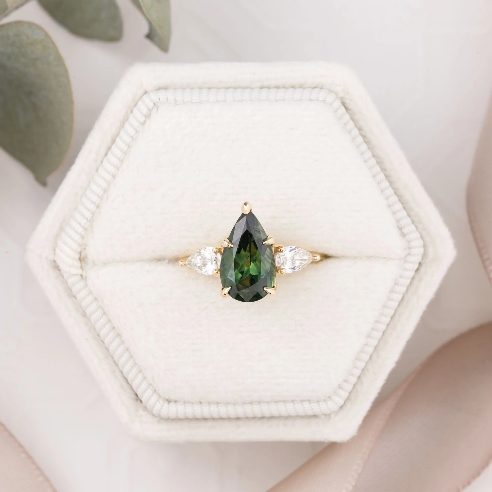 Claire Ring 2.02ct Green Queensland Sapphire, 14k Yellow Gold (One of a kind)