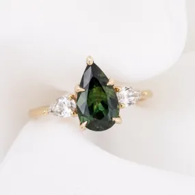 Claire Ring 2.02ct Green Queensland Sapphire, 14k Yellow Gold (One of a kind)