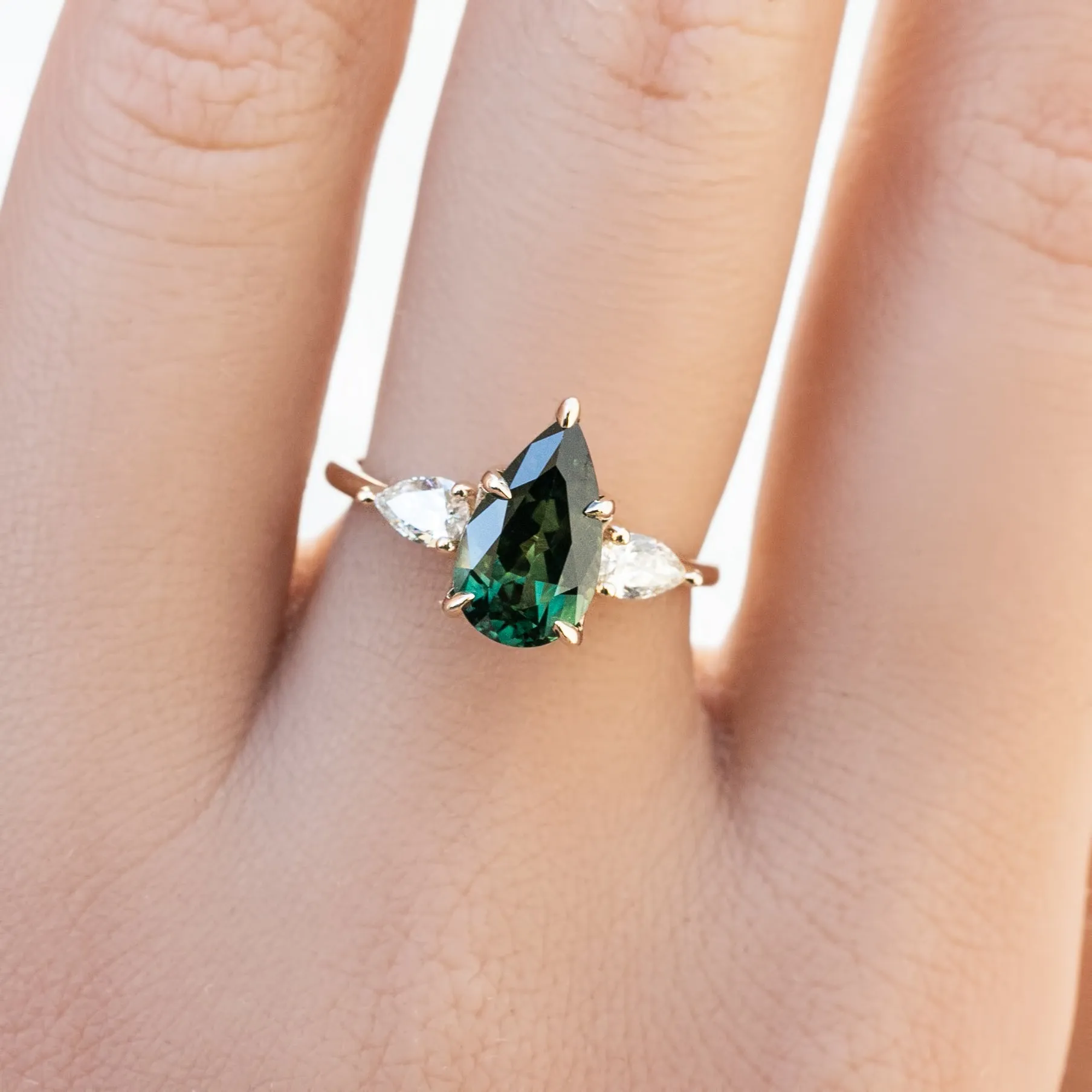 Claire Ring 2.02ct Green Queensland Sapphire, 14k Yellow Gold (One of a kind)