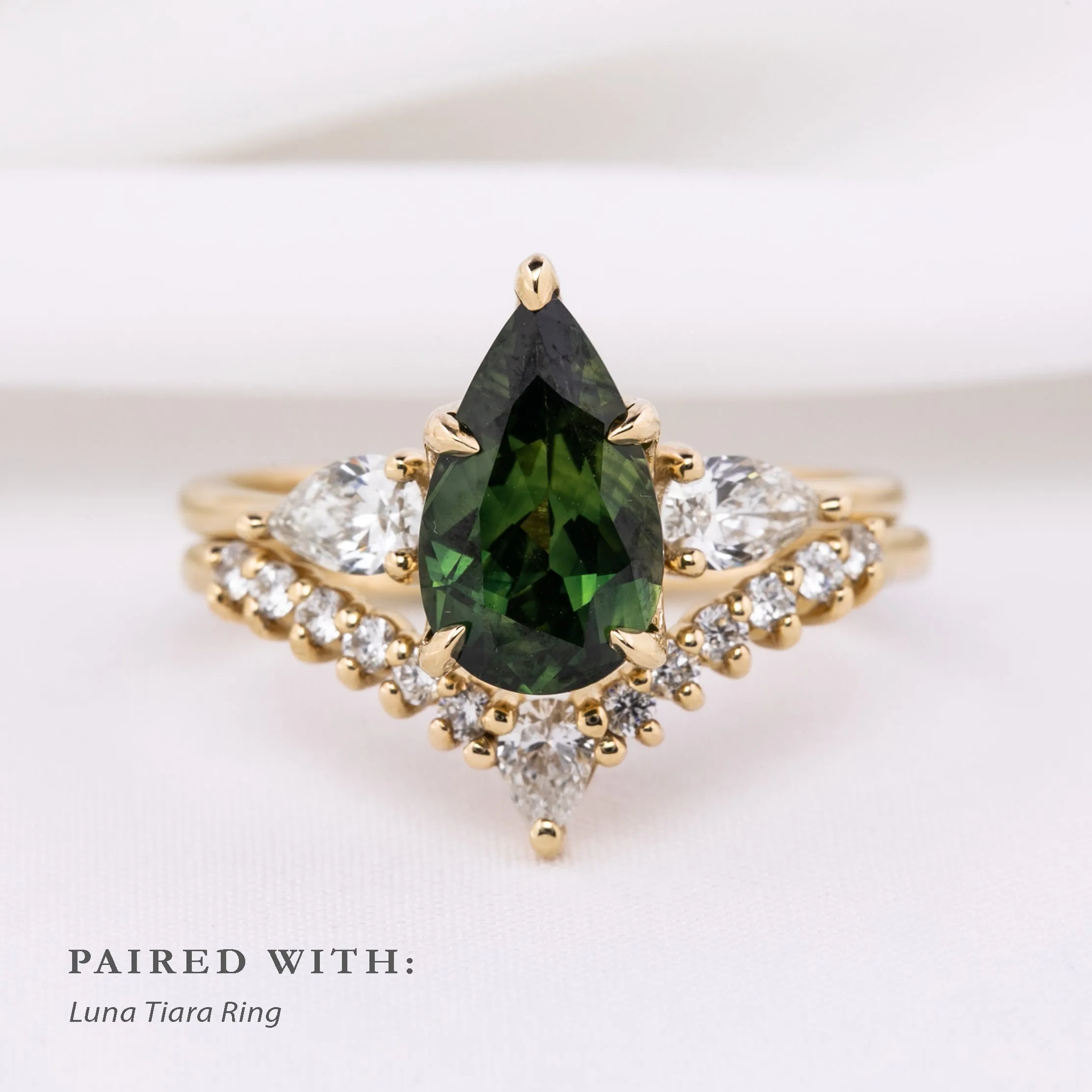 Claire Ring 2.02ct Green Queensland Sapphire, 14k Yellow Gold (One of a kind)