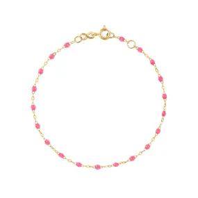 Classic Gigi Pink Anklet, Yellow Gold, 9.4"