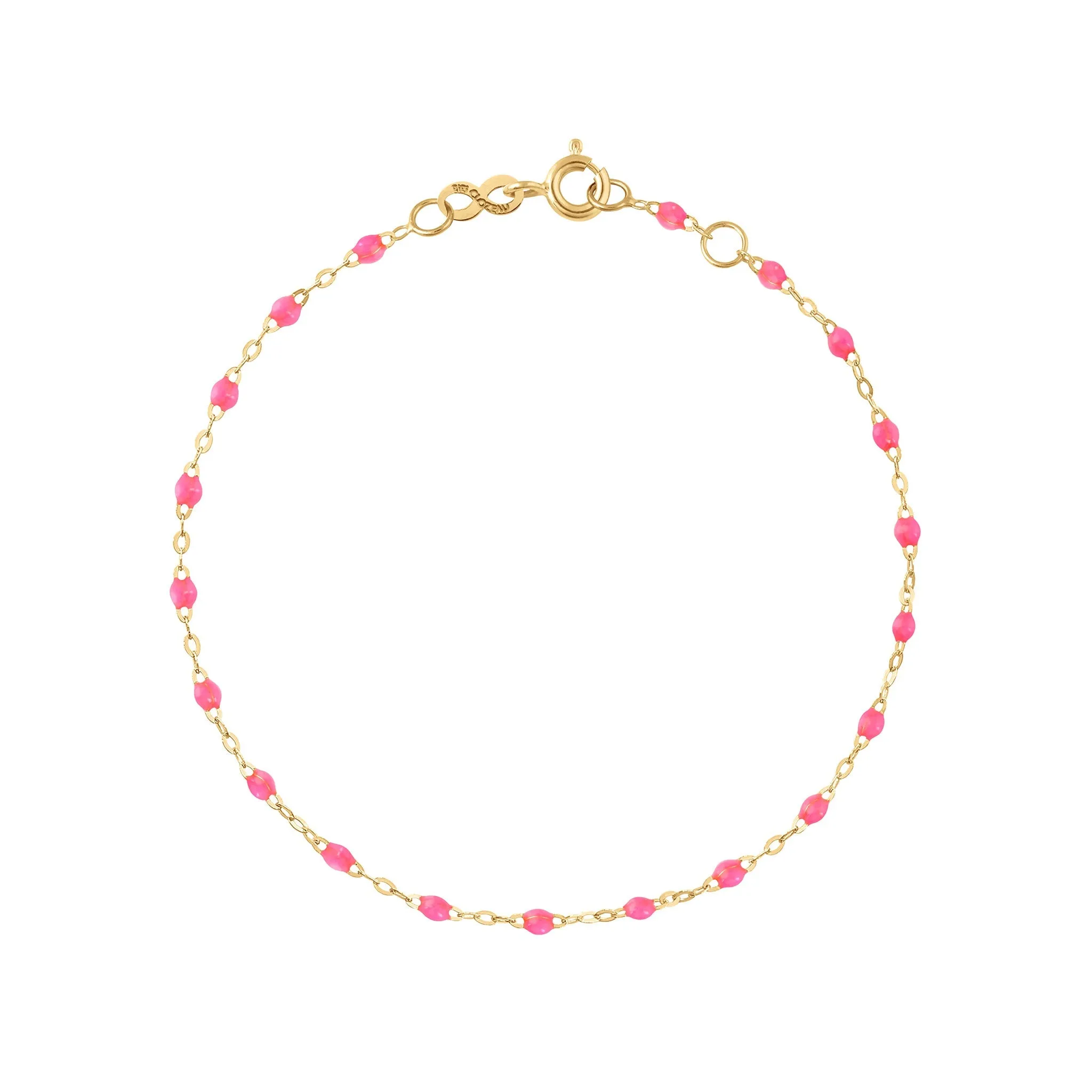 Classic Gigi Pink Anklet, Yellow Gold, 9.4"