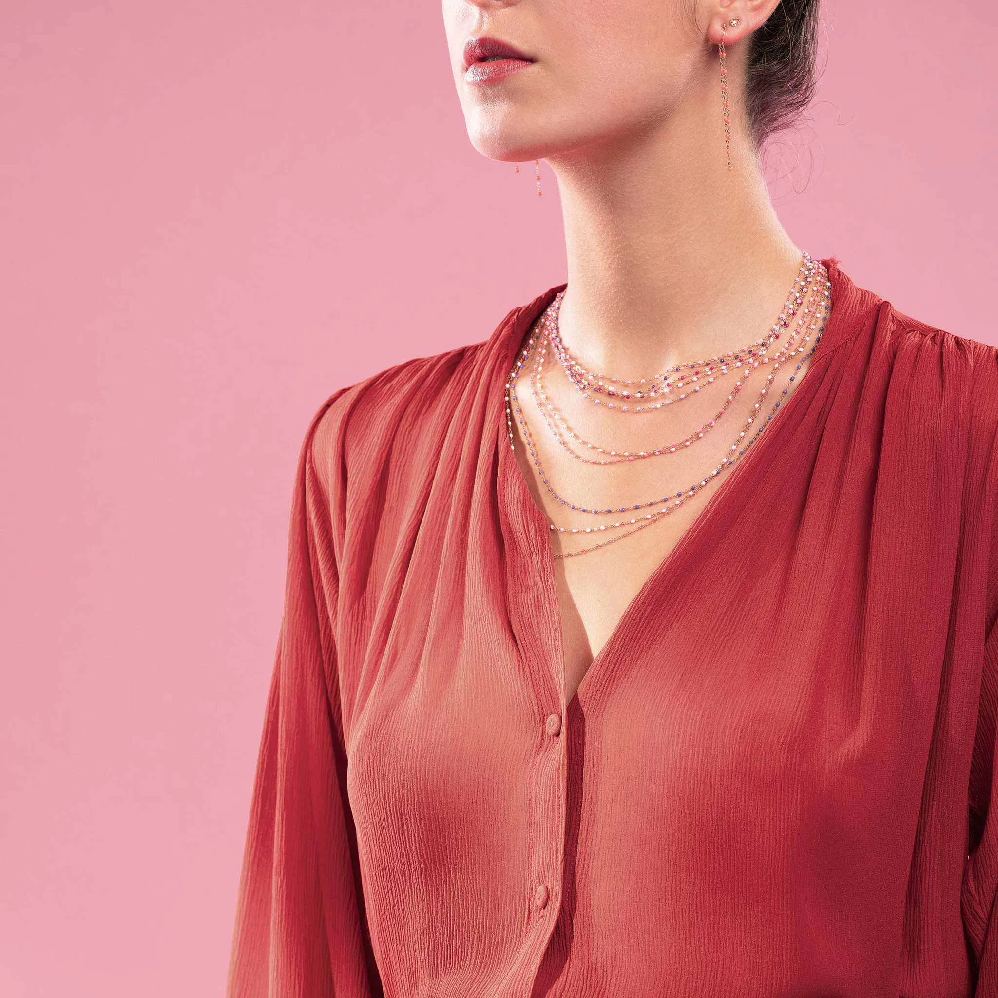 Classic Gigi Pink necklace, Rose Gold, 19.7"