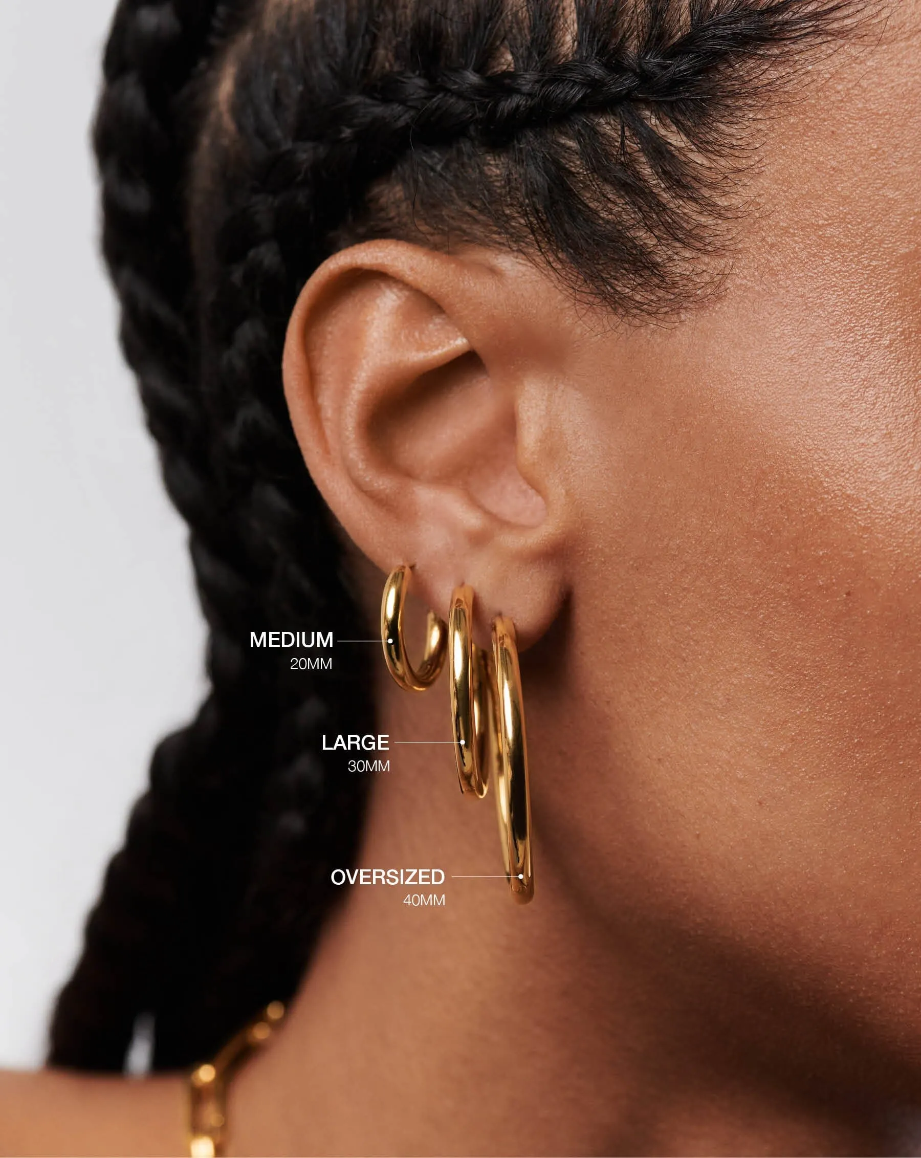 Classic Tunnel Medium Hoop Earrings | 18ct Gold Plated