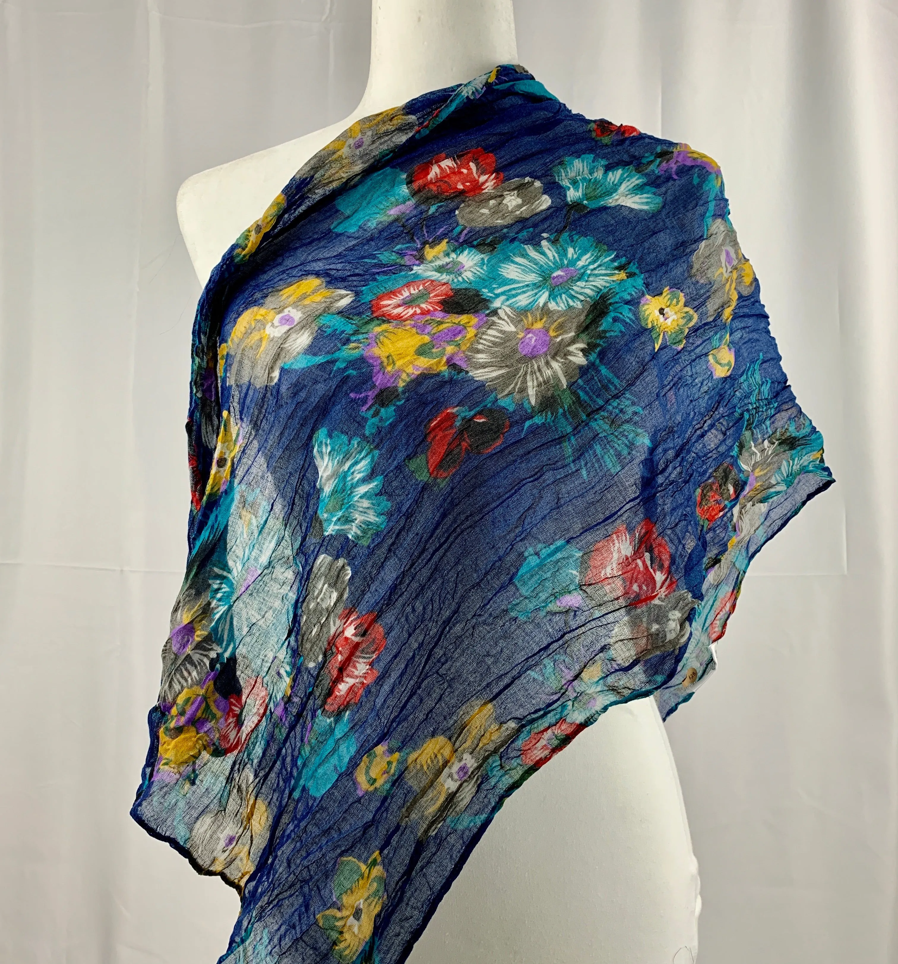 Cobalt Vintage Flower Neck Scarf