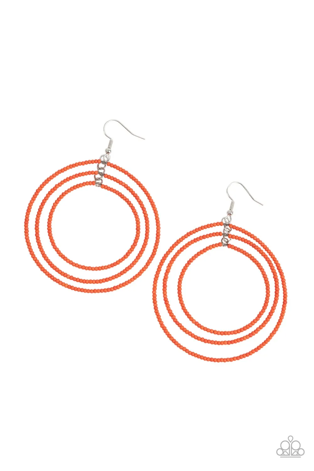 Colorfully Circulating Orange Seed Bead Earrings - Paparazzi Accessories