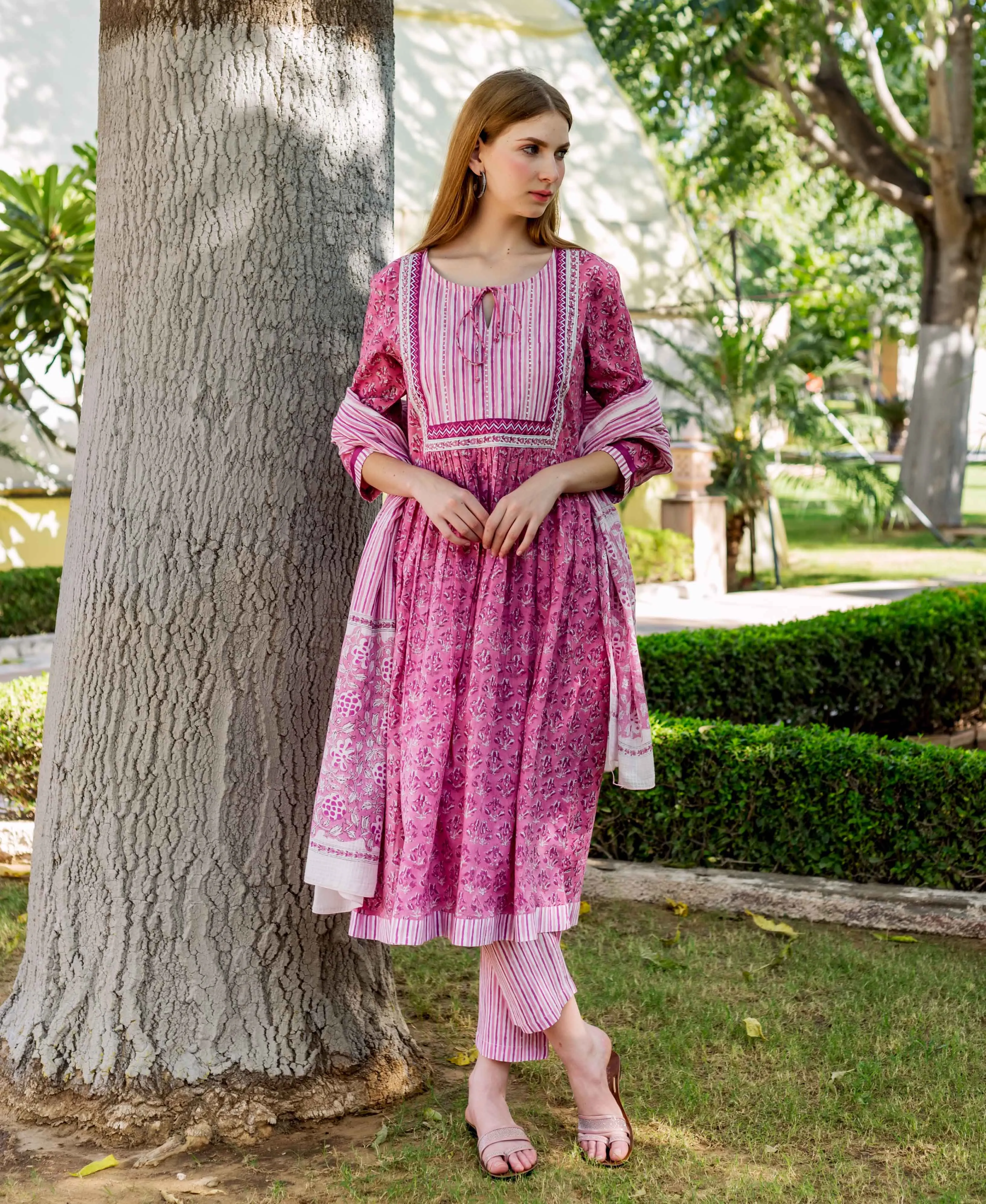 Cordelia Pink A-Line Cotton Kurta