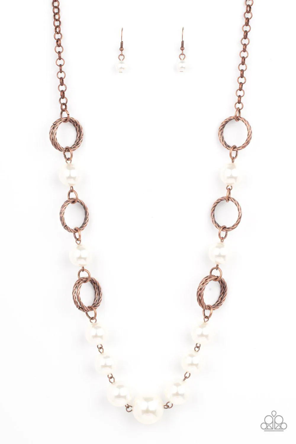 COUNTESS Me In Copper and White Pearl Necklace - Paparazzi Accessories