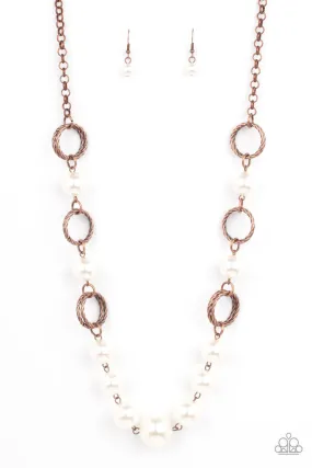 COUNTESS Me In Copper and White Pearl Necklace - Paparazzi Accessories