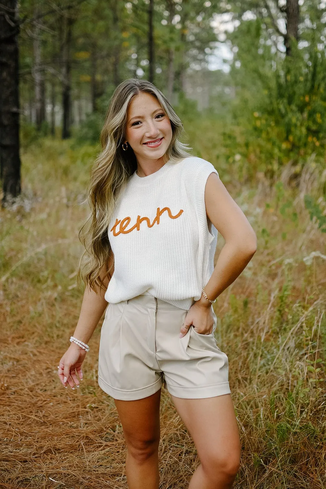 Cream High Waisted Leather Shorts