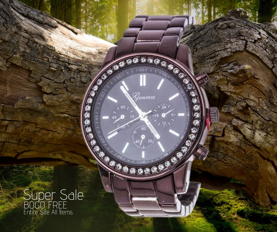 Crystal Bezel Fashion Watch Chocolate