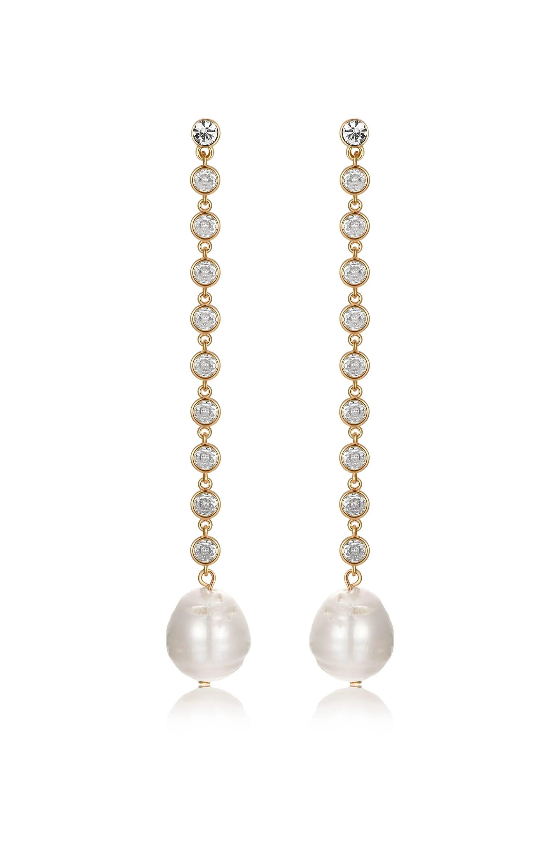 Crystal Chain Pearl Drop Earrings