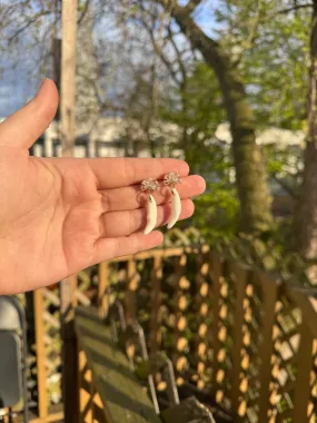 Crystal Stud Coyote Fang Earrings