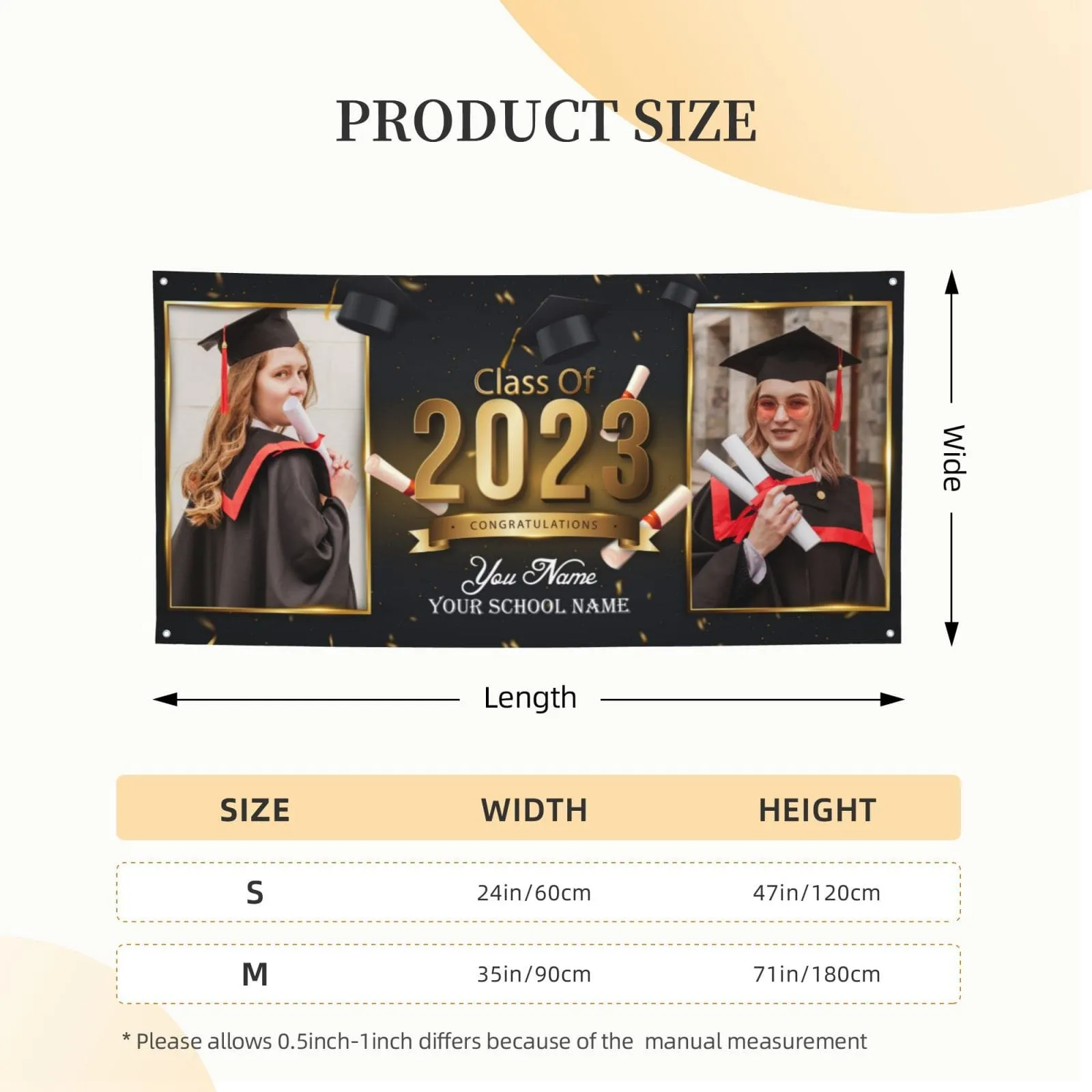 Custom Photo&Name Black Congratulations Class Of 2023 Graduation Banner Graduation Gift