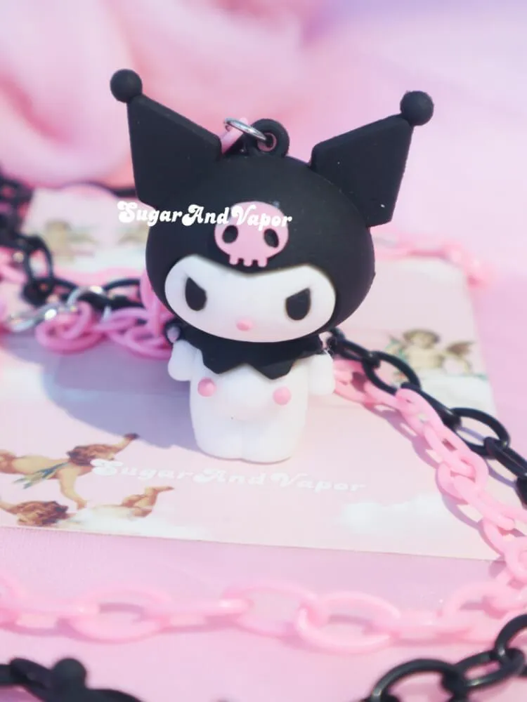 Cute Sweet Devil Black Pink Chain Necklace