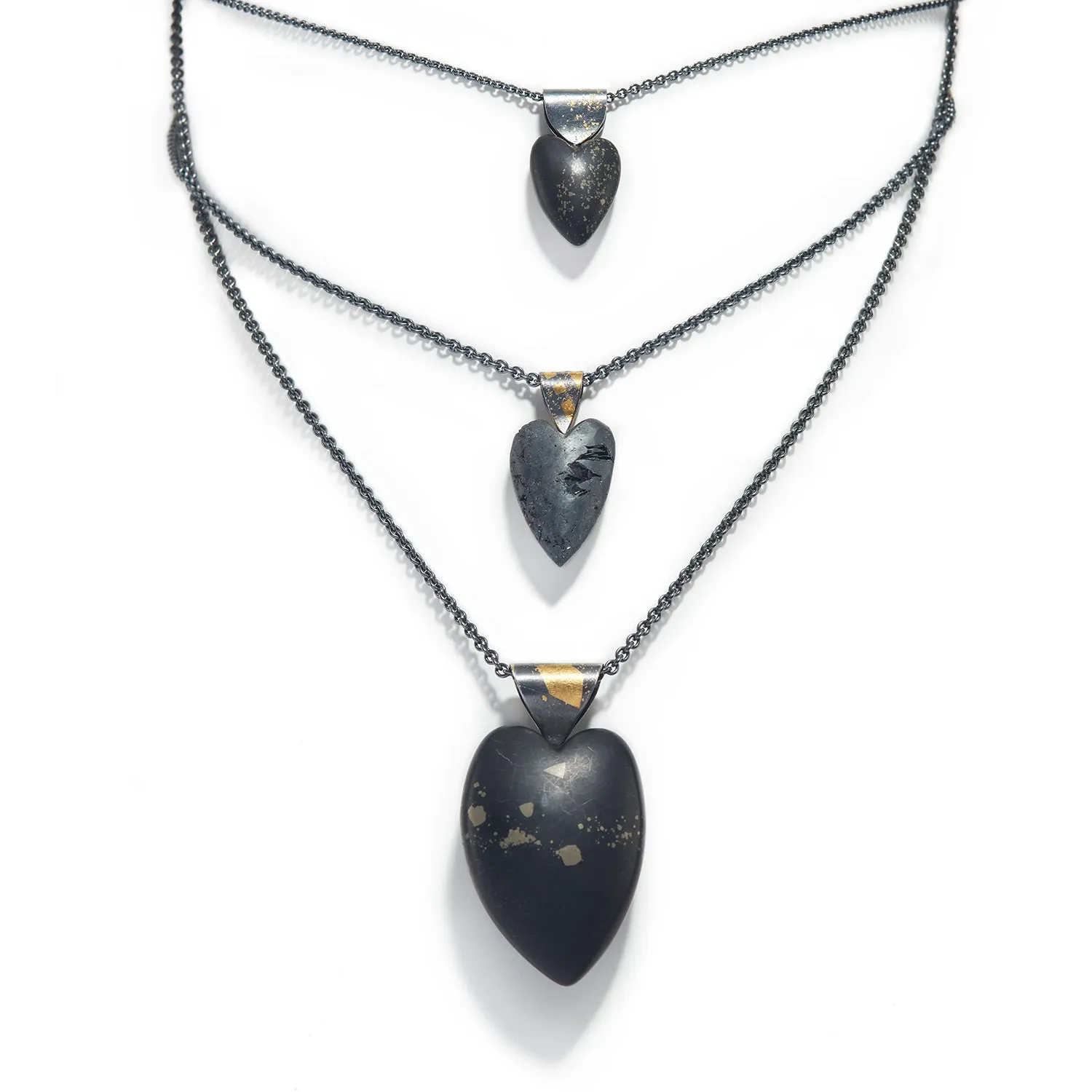 Dark Hematite Heart Pendant