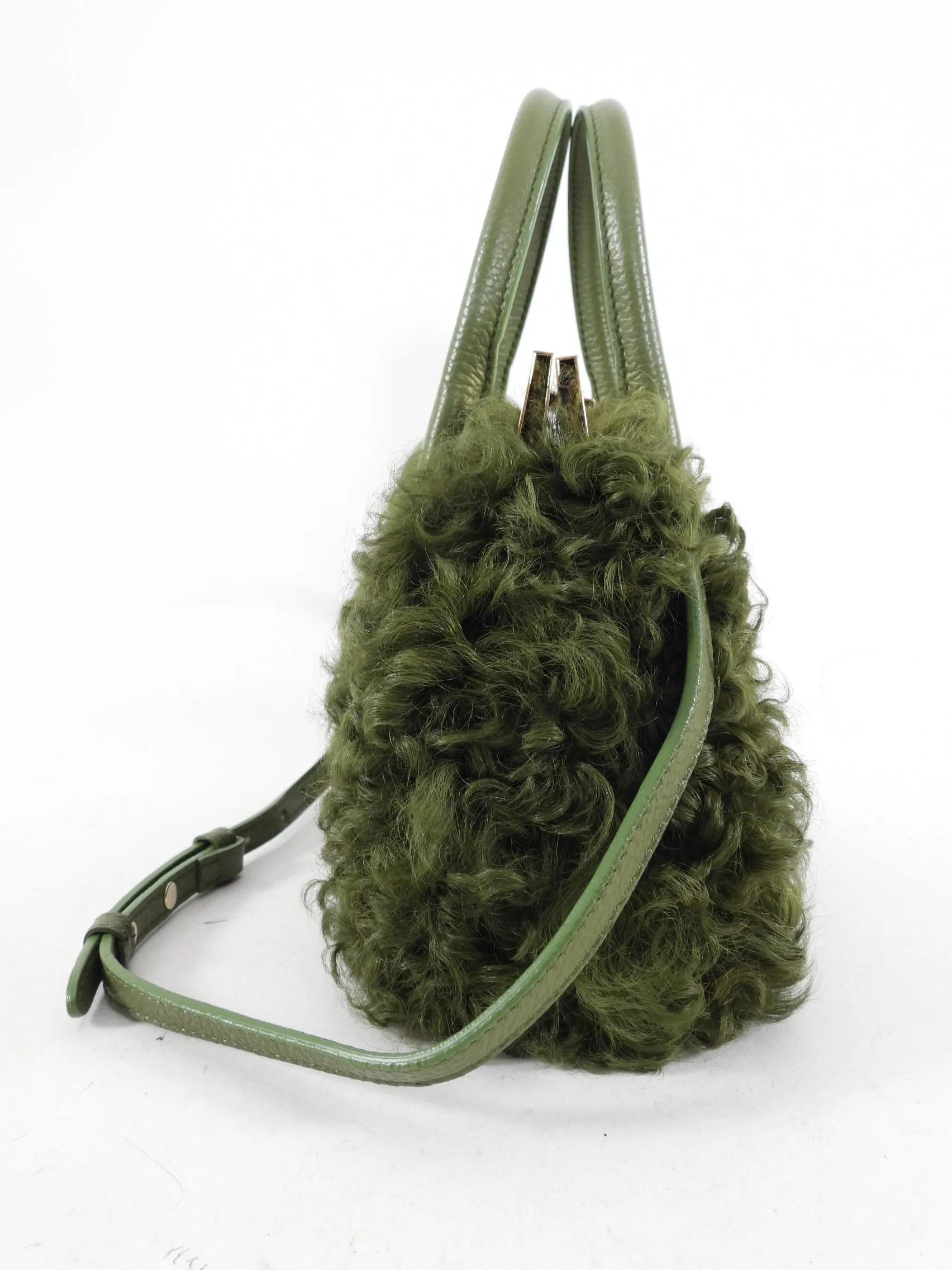 Dee Ocleppo Green Shearling Two-Way Bag