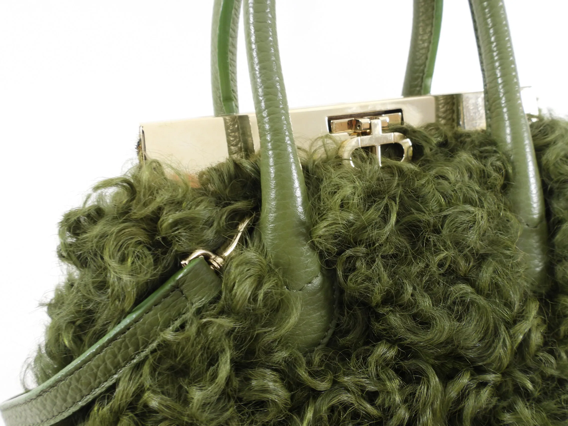 Dee Ocleppo Green Shearling Two-Way Bag