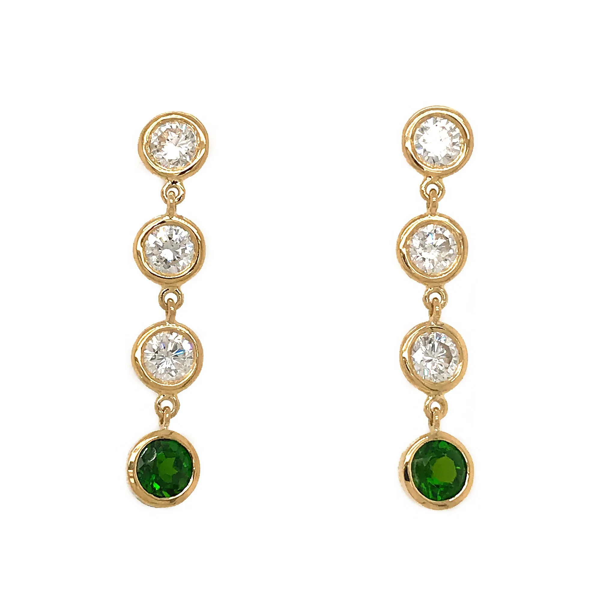 Diamond & Chrome Diopside Drop Earrings