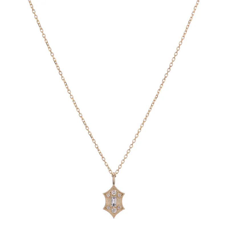 Diamond Baguette Shield Necklace